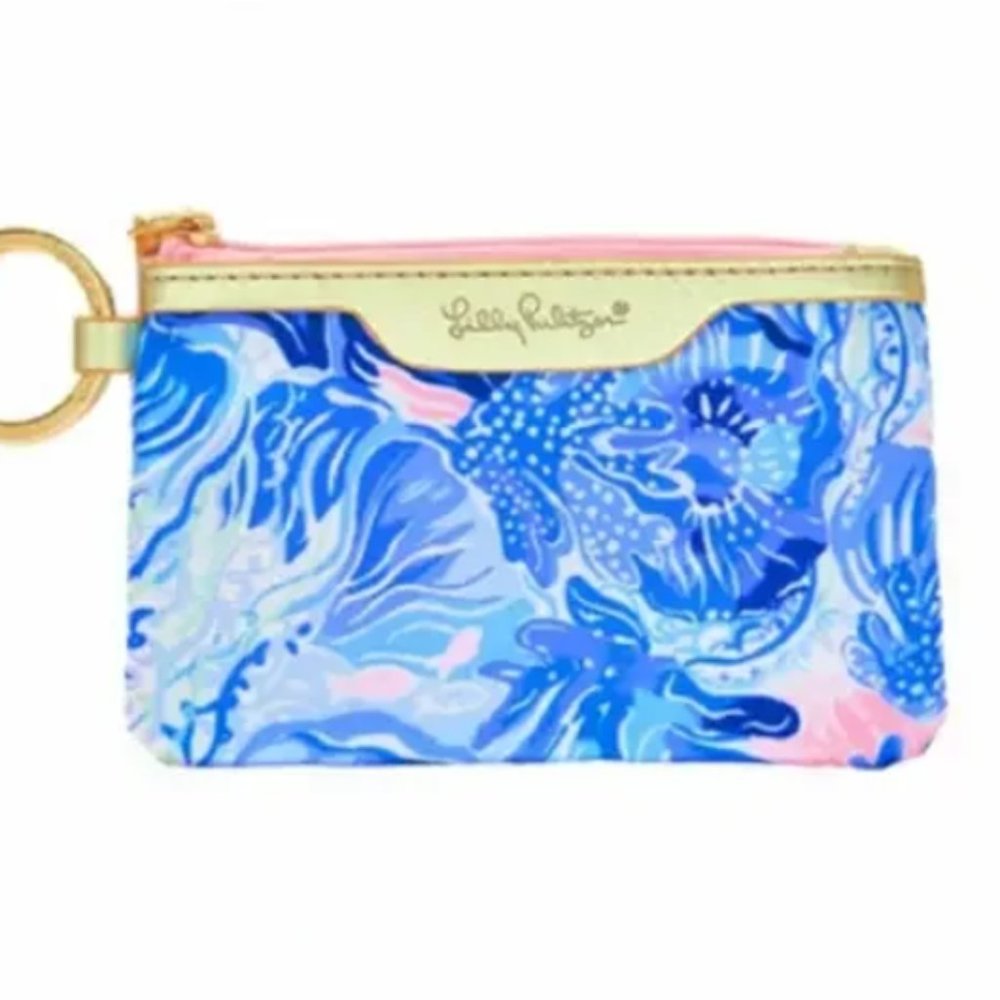 Lilly Pulitzer ID Case Shade Seekers Blue White Pink Floral New Without Tags